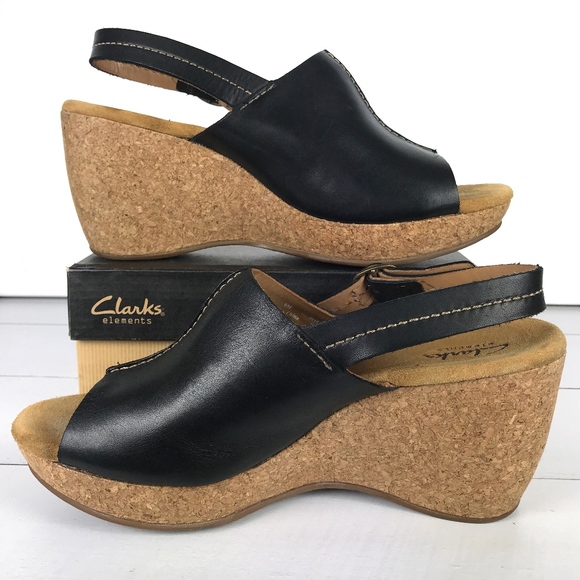 clarks cork wedges